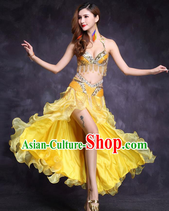 Asian India Raks Sharki Stage Performance Clothing Indian Traditional Belly Dance Yellow Sexy Uniforms