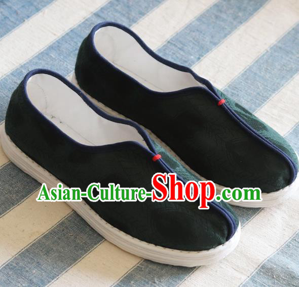 China Handmade Atrovirens Cloth Shoes National Woman Shoes