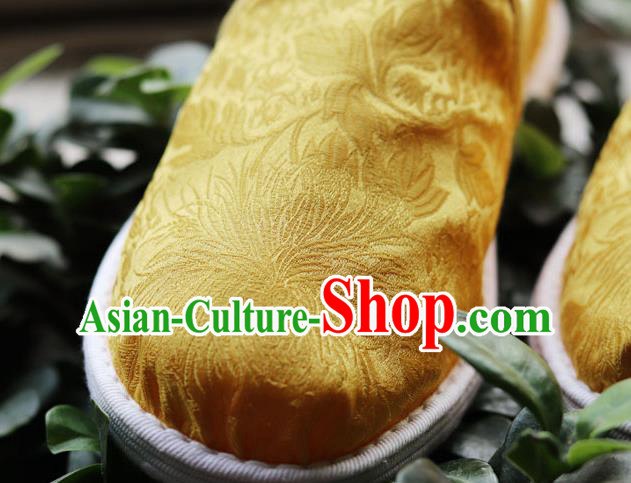 Chinese Handmade Satin Shoes Traditional Martial Arts Shoes Golden Brocade Shoes