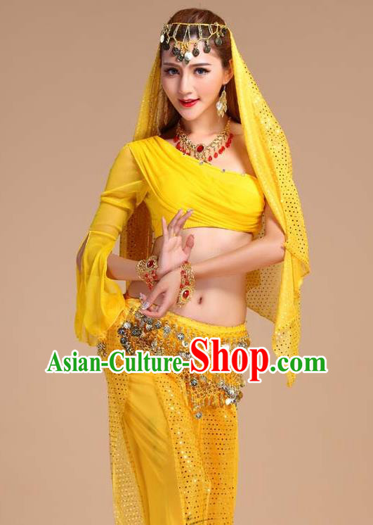 Asian Traditional Raks Sharki Top and Pants India Belly Dance Clothing Indian Oriental Dance Yellow Outfits