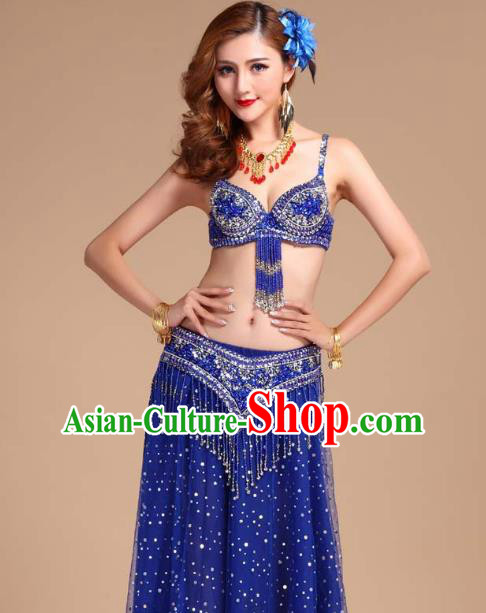 Asian Traditional Raks Sharki Oriental Dance Royalblue Bra and Skirt Uniforms Indian Belly Dance Performance Clothing