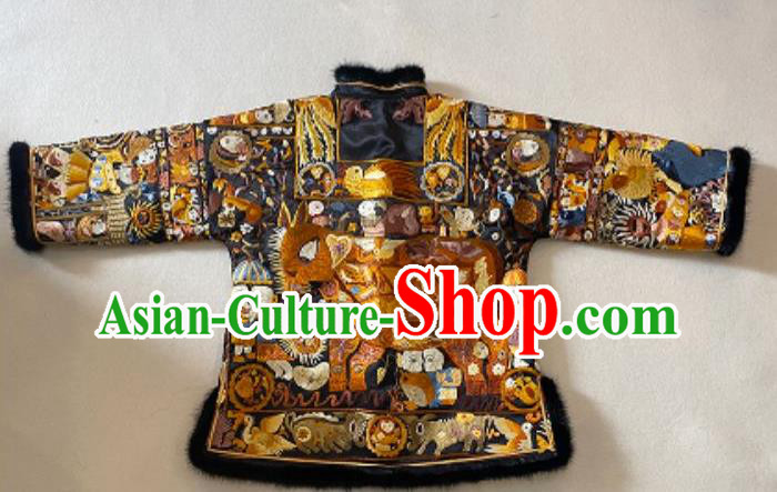 Chinese Winter Costume National New Year Coat Classical Embroidered Cotton Wadded Jacket