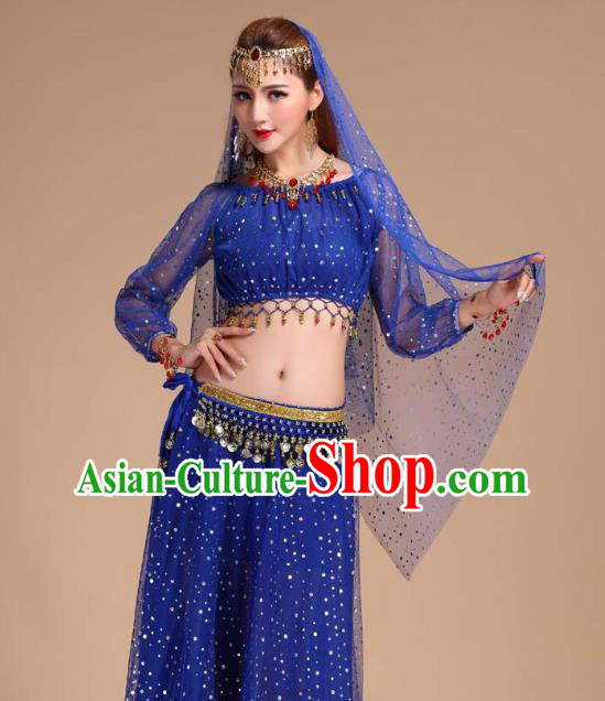 Asian Traditional Court Stage Performance Dress India Folk Dance Clothing Indian Belly Dance Royalblue Skirt Outfits