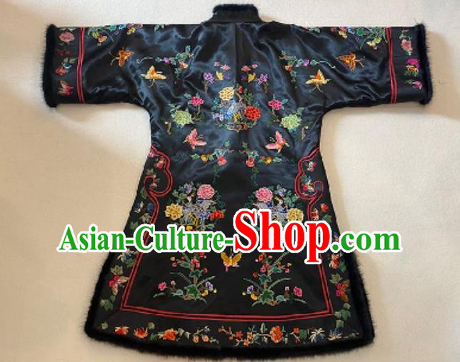 Chinese National Cotton Wadded Coat Embroidered Stand Collar Jacket Winter Female Costume