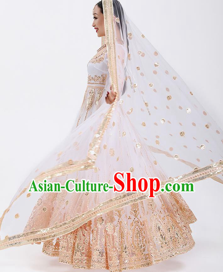 Indian Dance Performance White Dress Asian Traditional Court Princess Costume