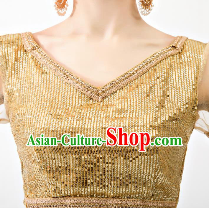 Asian India Bollywood Princess Clothing Traditional Lehenga Clothing Indian Golden Top and Veil Skirt