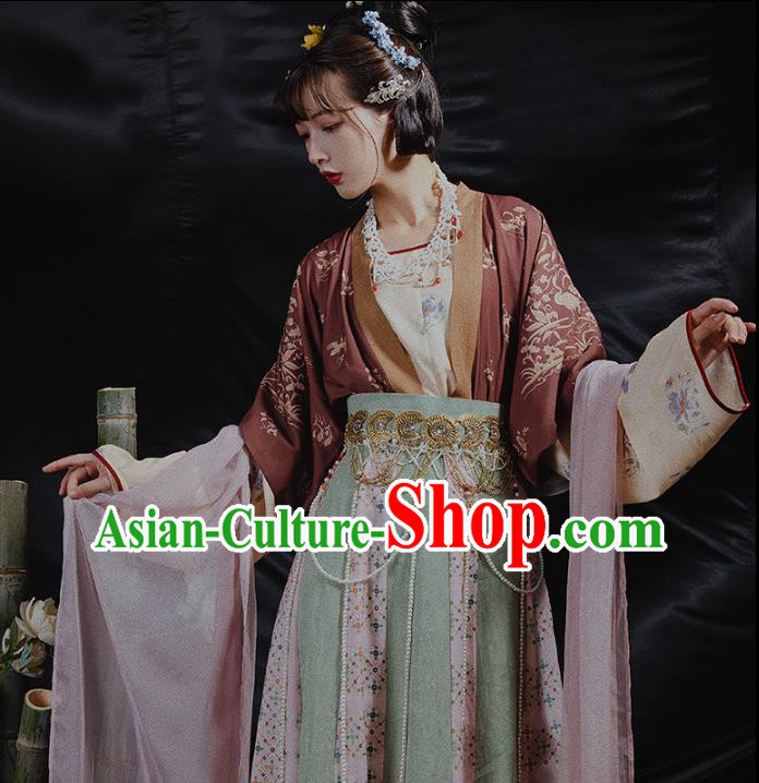 China Ancient Palace Lady Hanfu Dress Traditional Tang Dynasty Royal Princess Historical Clothing