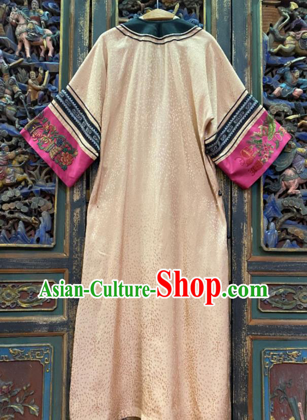 China Hand Embroidered Champagne Silk Qipao Dress National Women Costume Loose Cheongsam