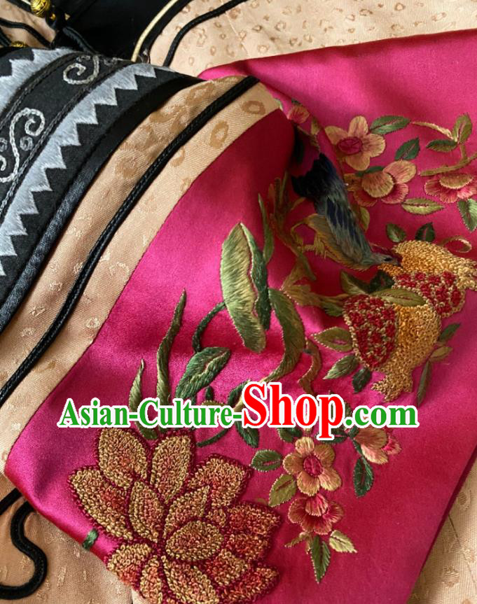China Hand Embroidered Champagne Silk Qipao Dress National Women Costume Loose Cheongsam