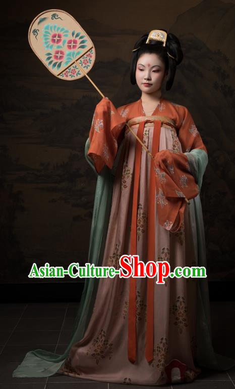 China Ancient Hanfu Garment Traditional Tang Dynasty Palace Lady Historical Costumes