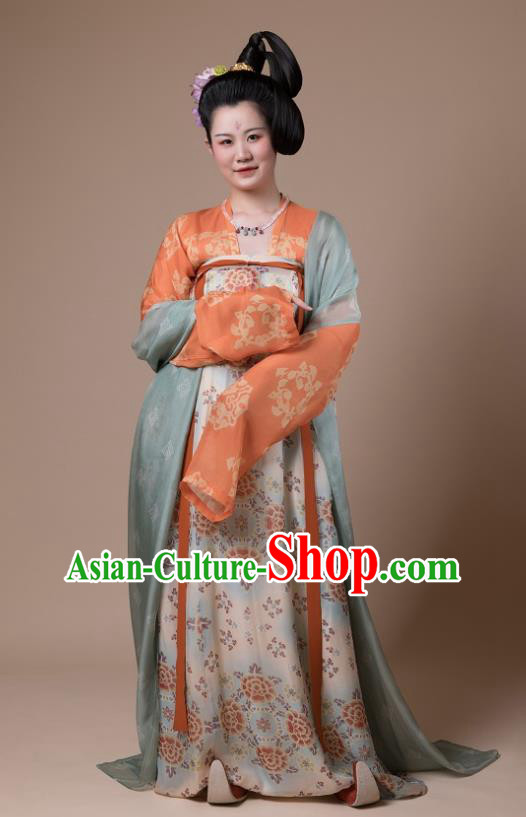 China Ancient Court Woman Hanfu Garment Traditional Tang Dynasty Royal Countess Historical Costumes