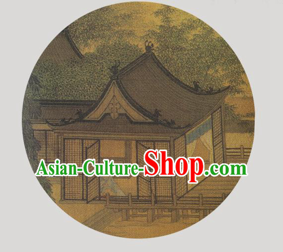 China Traditional Ink Painting Palace Fan Classical Dance Silk Fan Handmade Hanfu Fan