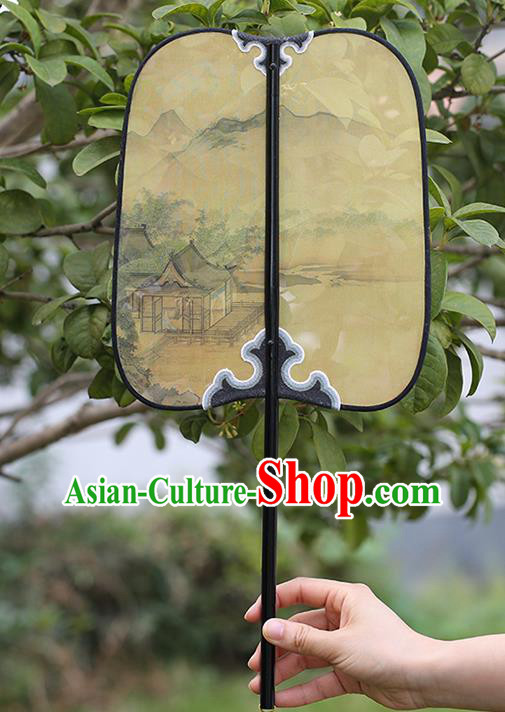 China Traditional Ink Painting Palace Fan Classical Dance Silk Fan Handmade Hanfu Fan