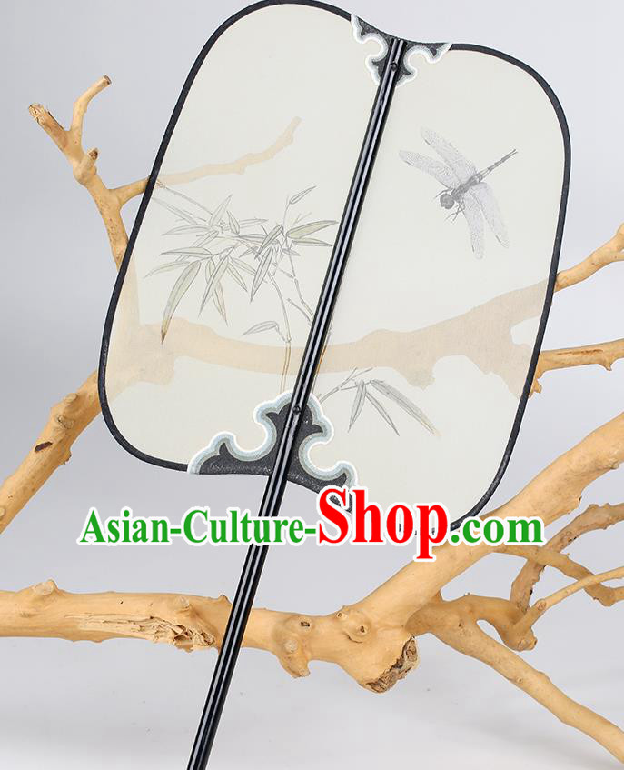 China Handmade Hanfu Fan Traditional Painting Bamboo Dragonfly Palace Fan Classical Dance Silk Fan