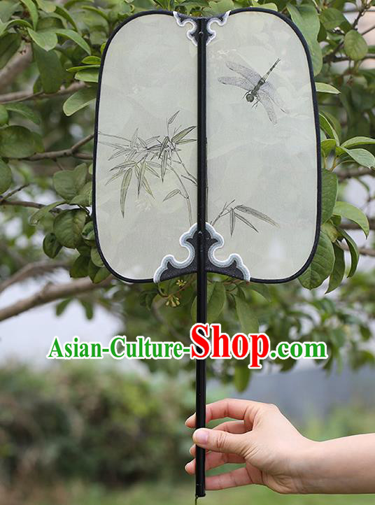 China Handmade Hanfu Fan Traditional Painting Bamboo Dragonfly Palace Fan Classical Dance Silk Fan