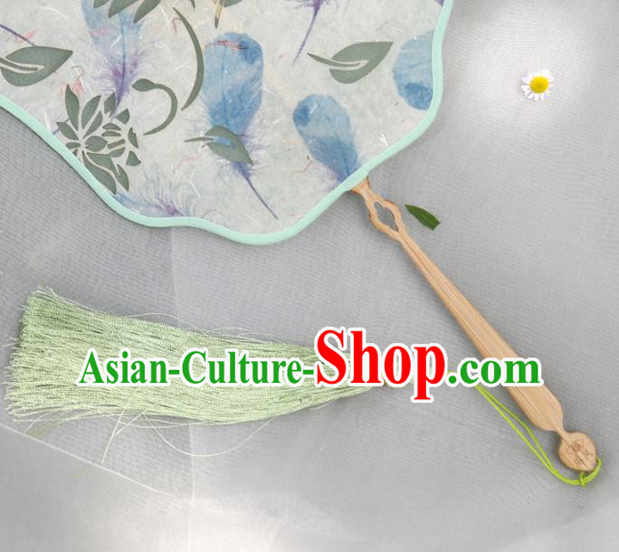 China Handmade Hanfu Fan Traditional Palace Fan Classical Lotus Pattern Silk Fan