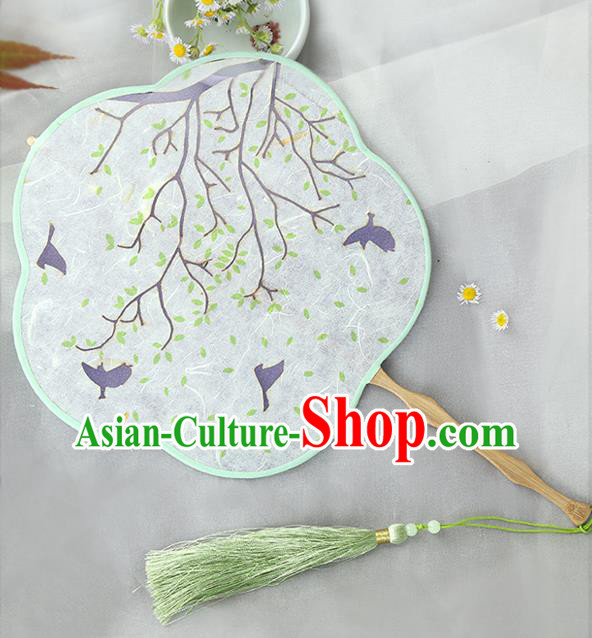 China Traditional Plum Palace Fan Classical Dance Silk Fan Handmade Hanfu Fan