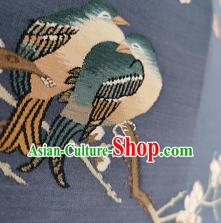 China Handmade Hanfu Fan Classical Palace Fan Traditional Qing Dynasty Court Blue Silk Fan