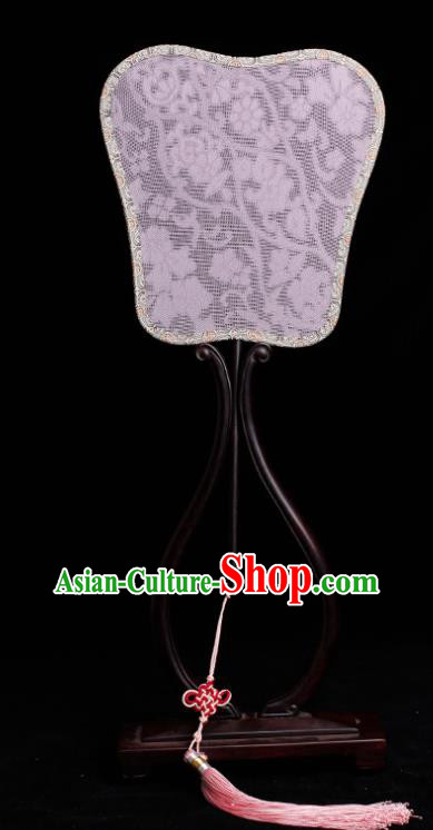 China Traditional Song Dynasty Jacquard Pink Silk Fan Handmade Hanfu Fan Classical Dance Palace Fan