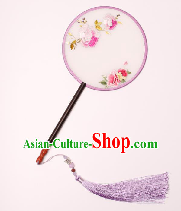China Handmade Embroidered Begonia Fan Classical Palace Fan Traditional Hanfu Silk Fan