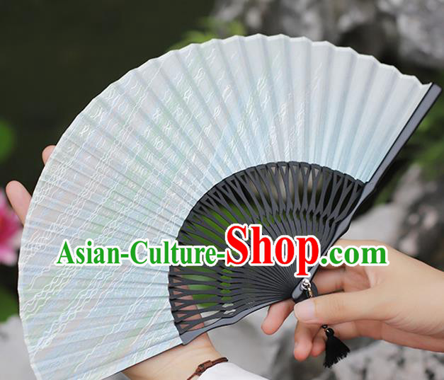 Chinese Traditional Flax Accordion Classical Folding Fan Handmade Bamboo Fan