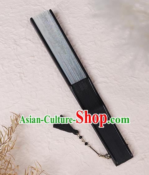 Chinese Traditional Flax Accordion Classical Folding Fan Handmade Bamboo Fan