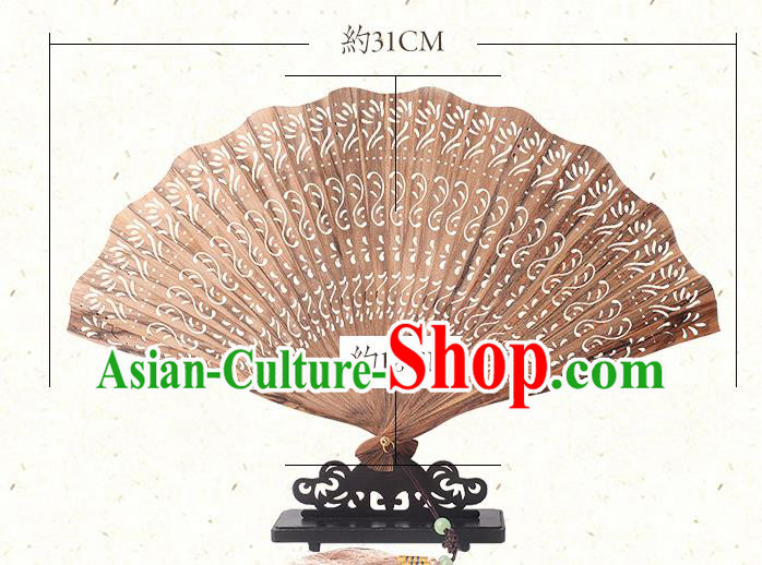 Chinese Traditional Wood Accordion Classical Folding Fan Handmade Carving Sandalwood Fan