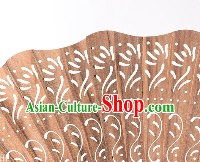 Chinese Traditional Wood Accordion Classical Folding Fan Handmade Carving Sandalwood Fan