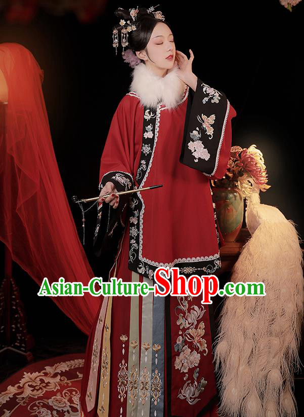 China Traditional Qing Dynasty Wedding Replica Costumes Ancient Imperial Concubine Embroidered Clothing