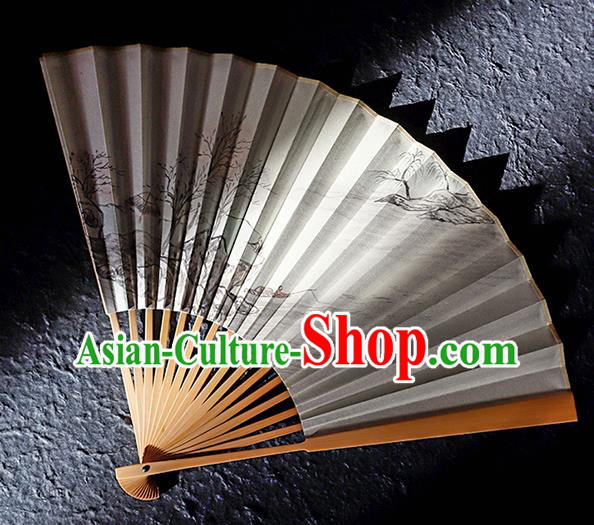 Chinese Classical Folding Fan Handmade Ink Painting Fan Traditional Bamboo Accordion