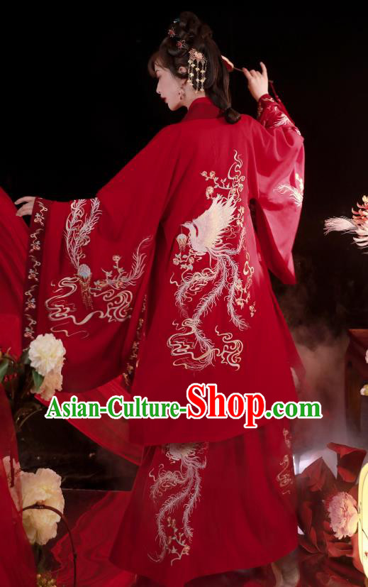 China Ancient Princess Red Hanfu Dress Traditional Ming Dynasty Wedding Costumes Complete Set