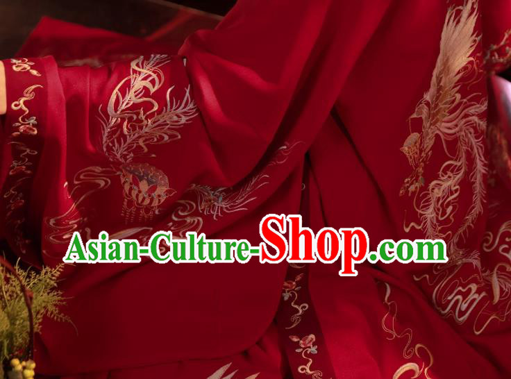 China Ancient Princess Red Hanfu Dress Traditional Ming Dynasty Wedding Costumes Complete Set
