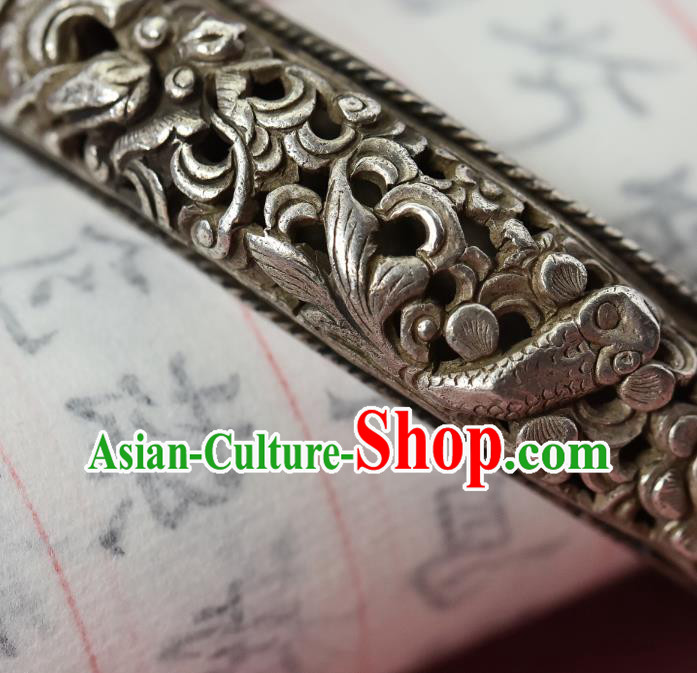 Chinese Traditional Wristlet Accessories National Silver Carving Bat Bracelet