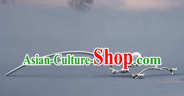 Chinese Traditional Cheongsam Pearl Hairpin Hair Accessories National Silver Hair Stick