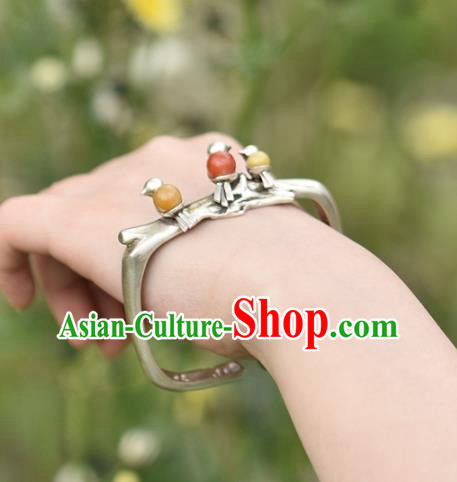 Chinese Traditional Silver Birds Wristlet Accessories National Cheongsam Bracelet