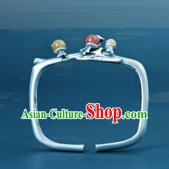 Chinese Traditional Silver Birds Wristlet Accessories National Cheongsam Bracelet