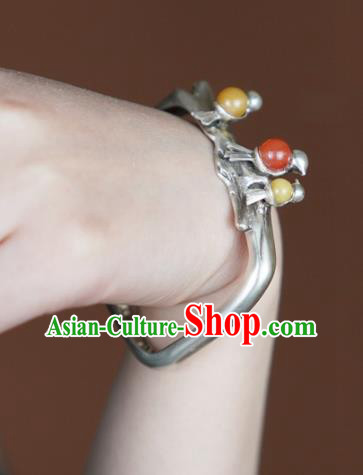 Chinese Traditional Silver Birds Wristlet Accessories National Cheongsam Bracelet