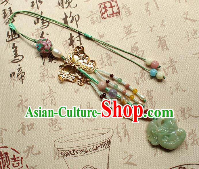 Chinese National Cheongsam Cloisonne Butterfly Brooch Traditional Jadeite Cock Pendant Accessories