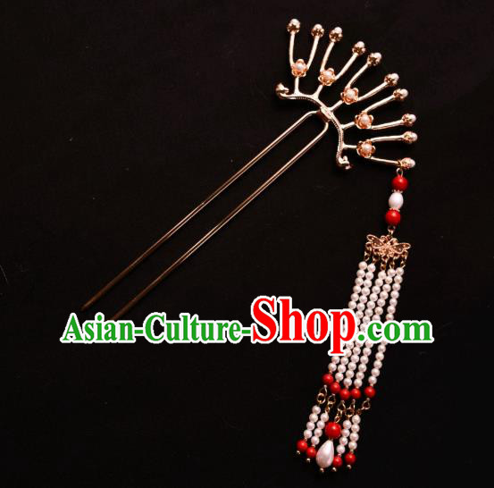 Chinese Ancient Princess Hairpin Traditional Song Dynasty Court Pearls Tassel Hair Stick