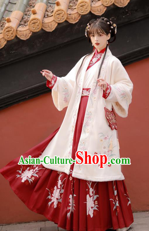 China Ancient Hanfu Garment Traditional Song Dynasty Young Beauty Embroidered Costumes Complete Set