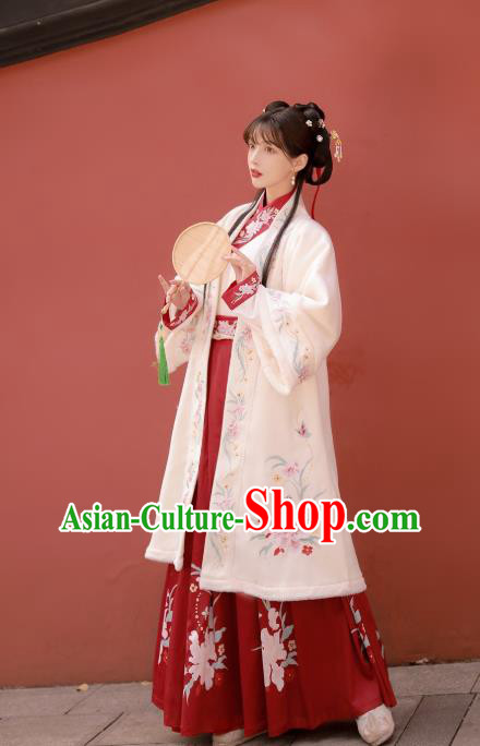 China Ancient Hanfu Garment Traditional Song Dynasty Young Beauty Embroidered Costumes Complete Set