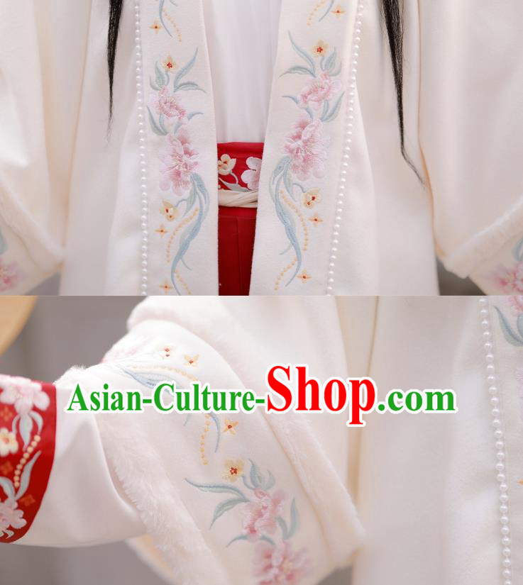 China Ancient Hanfu Garment Traditional Song Dynasty Young Beauty Embroidered Costumes Complete Set