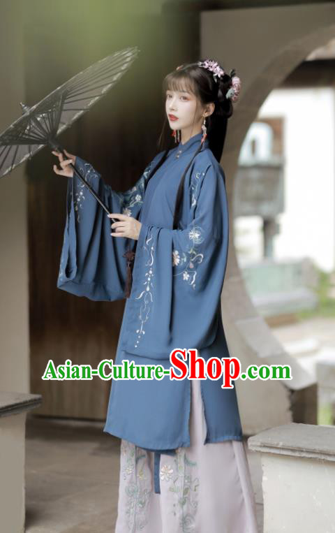 Traditional China Ming Dynasty Young Beauty Costumes Ancient Noble Lady Hanfu Dress Clothing