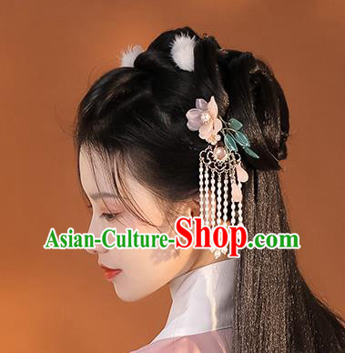 Chinese Ancient Princess Hairpin Traditional Ming Dynasty Hanfu Pearls Tassel Hair Stick