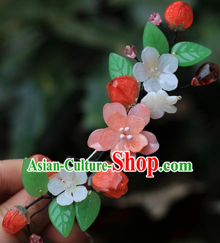 Chinese Traditional Song Dynasty Princess Hair Stick Ancient Palace Lady Peach Flowers Hairpin