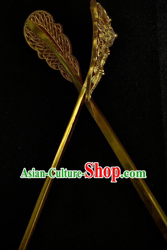 Chinese Ancient Imperial Concubine Hair Stick Traditional Ming Dynasty Empress Golden Hairpin