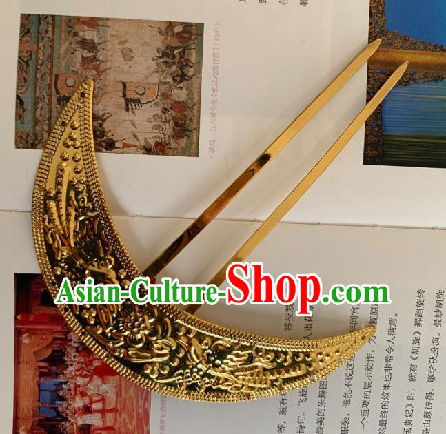 Chinese Handmade Golden Hairpins Ancient Tang Dynasty Princess Hair Accessories Full Set