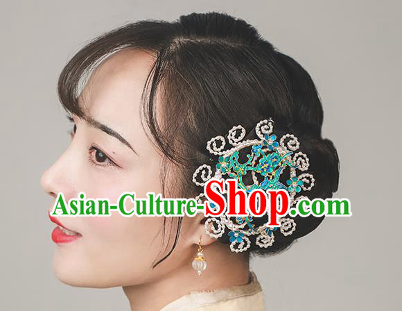 Chinese Traditional Qing Dynasty Imperial Concubine Hair Stick Ancient Court Woman Cloisonne Plum Hairpin