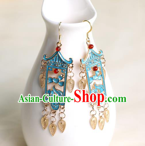 China Handmade Ancient Ming Dynasty Empress Earrings Traditional Cheongsam Cloisonne Ear Jewelry