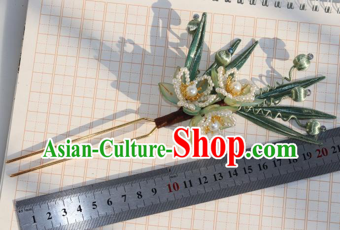 Chinese Ancient Princess Hair Stick Traditional Ming Dynasty Beads Peach Blossom Hairpin